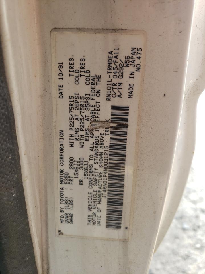 1992 Toyota Pickup 1/2 Ton Short Wheelbase Dlx VIN: JT4RN01P4N0031215 Lot: 64406004