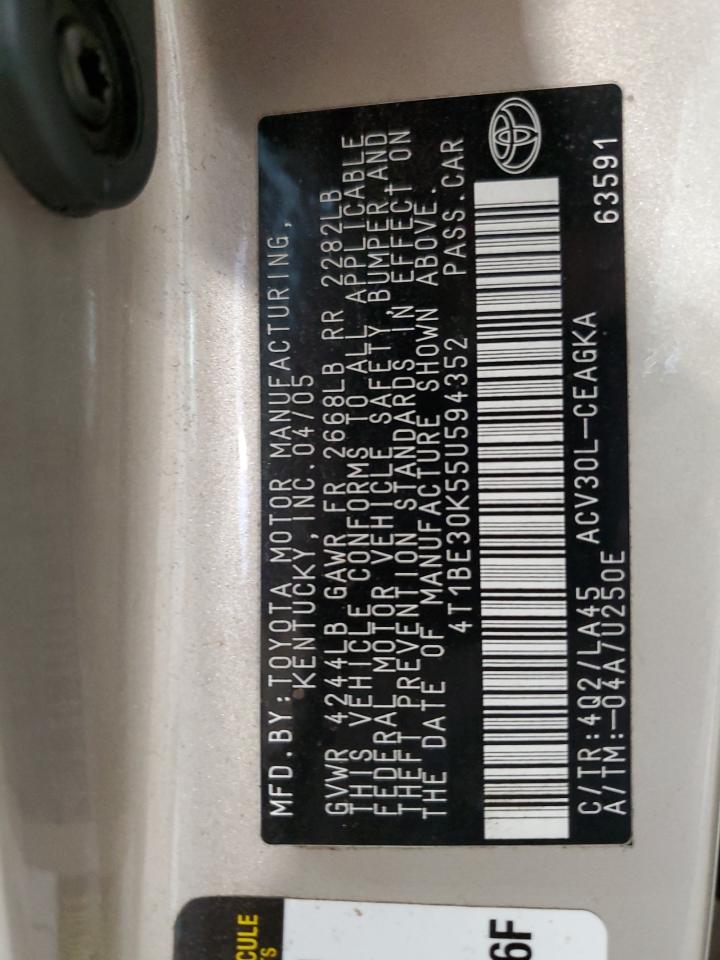 2005 Toyota Camry Le VIN: 4T1BE30K55U594352 Lot: 63474834