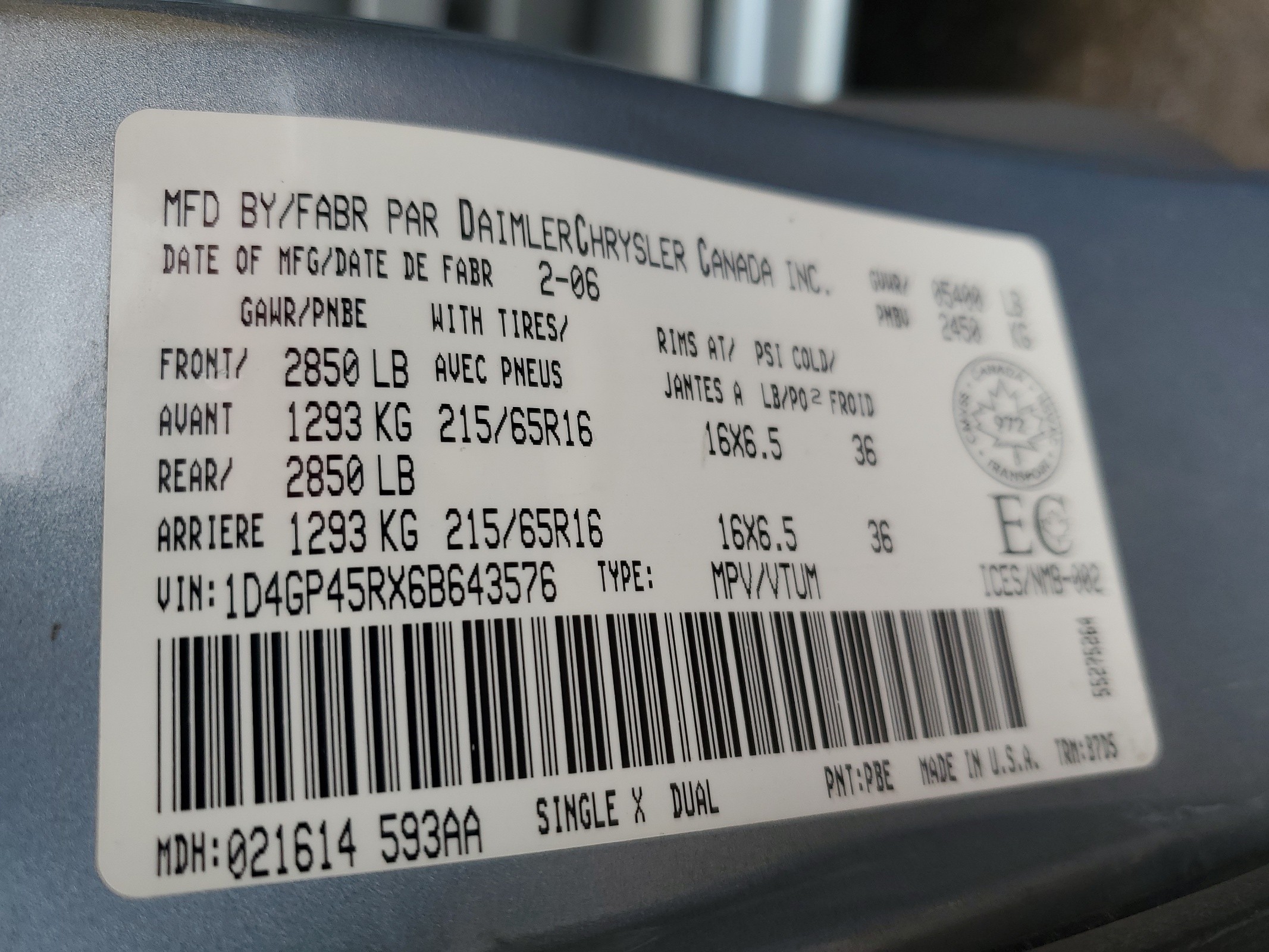 1D4GP45RX6B643576 2006 Dodge Caravan Sxt