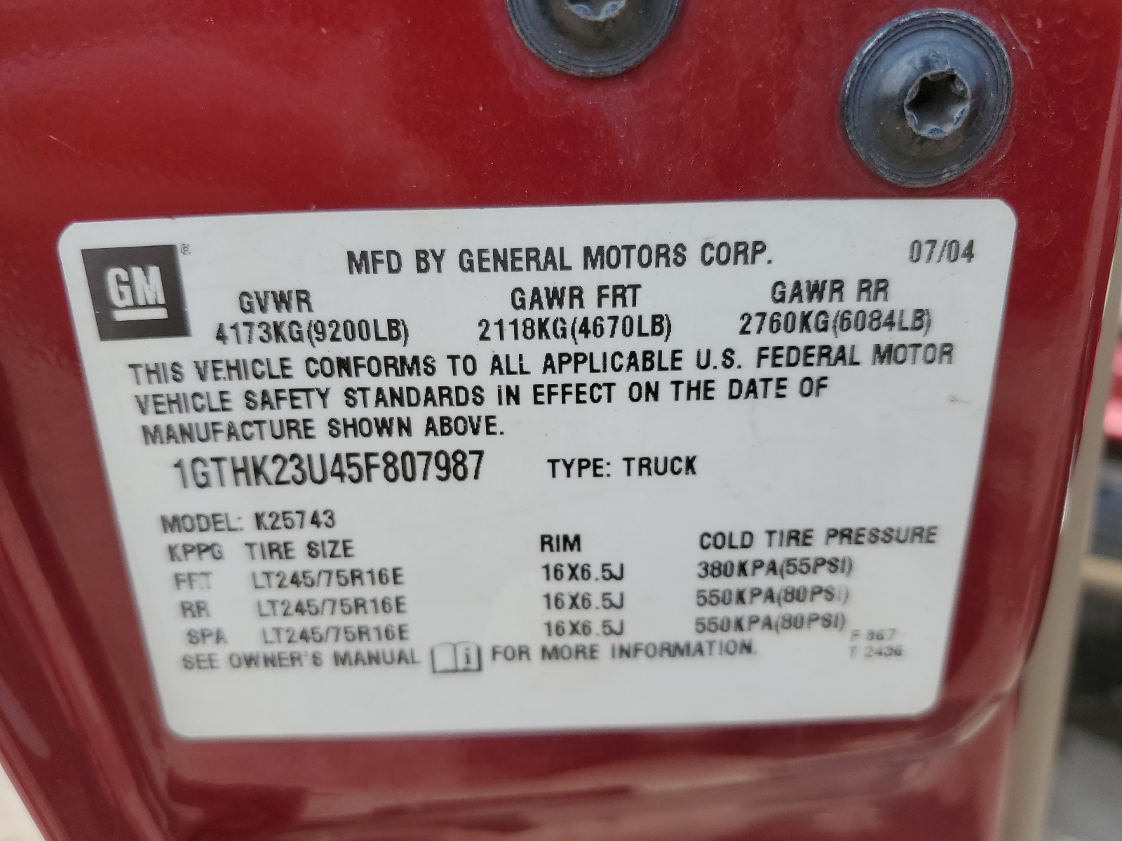 1GTHK23U45F807987 2005 GMC Sierra K2500 Heavy Duty