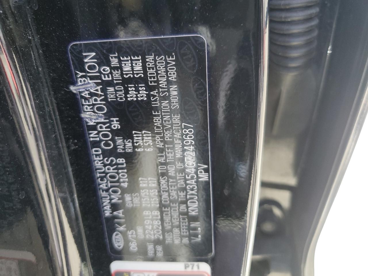 2016 Kia Soul ! VIN: KNDJX3A54G7249687 Lot: 63143054