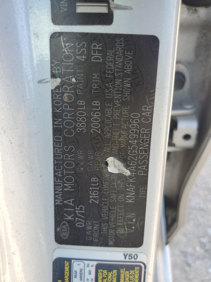 2016 Kia Forte Lx VIN: KNAFK4A62G5499960 Lot: 62848504