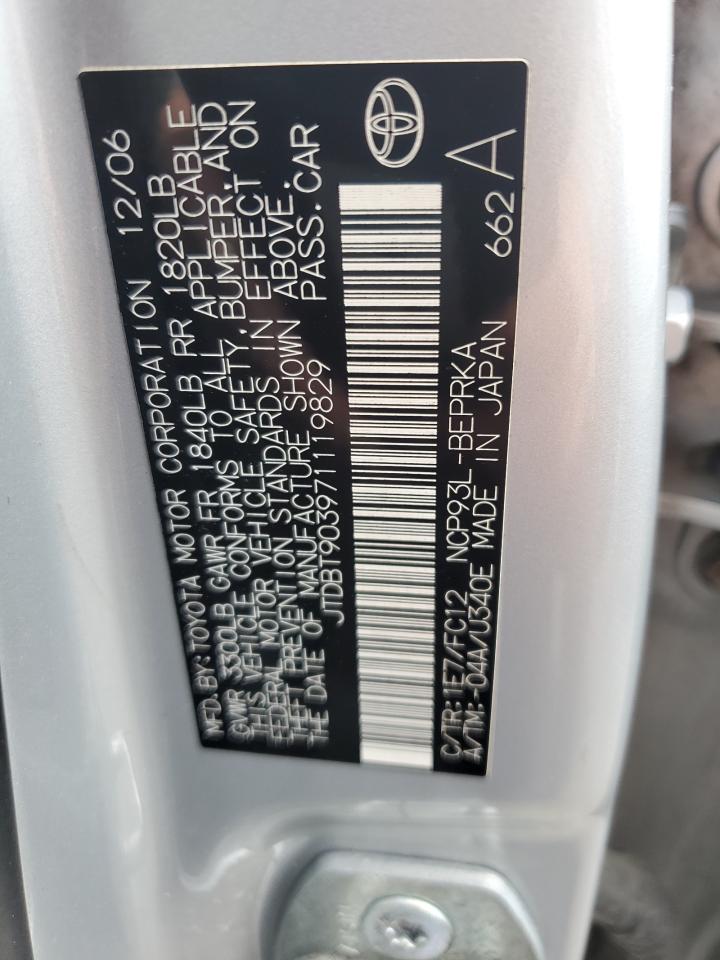 JTDBT903971119829 2007 Toyota Yaris