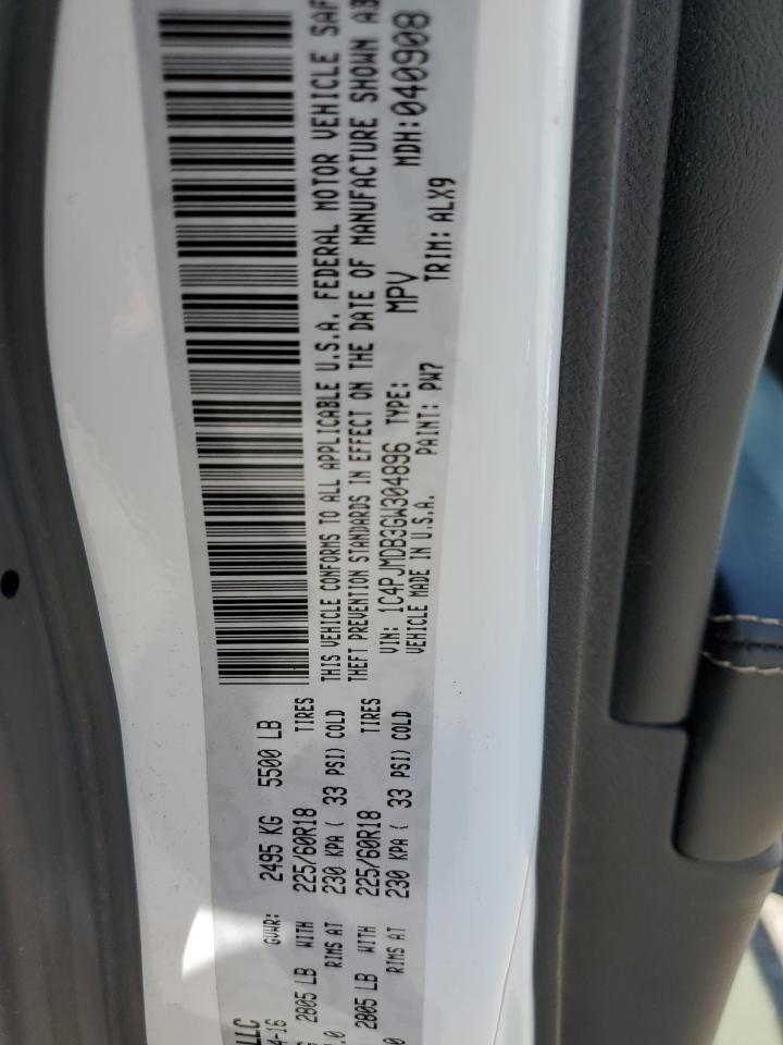 2016 Jeep Cherokee Limited VIN: 1C4PJMDB3GW304896 Lot: 63346634