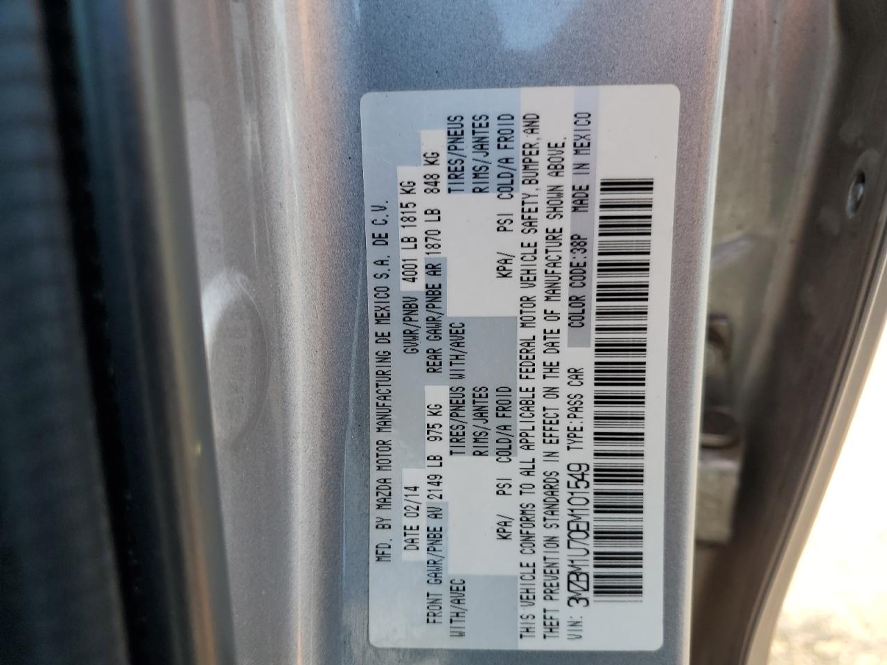 2014 Mazda 3 Sport VIN: 3MZBM1U70EM101549 Lot: 62423074