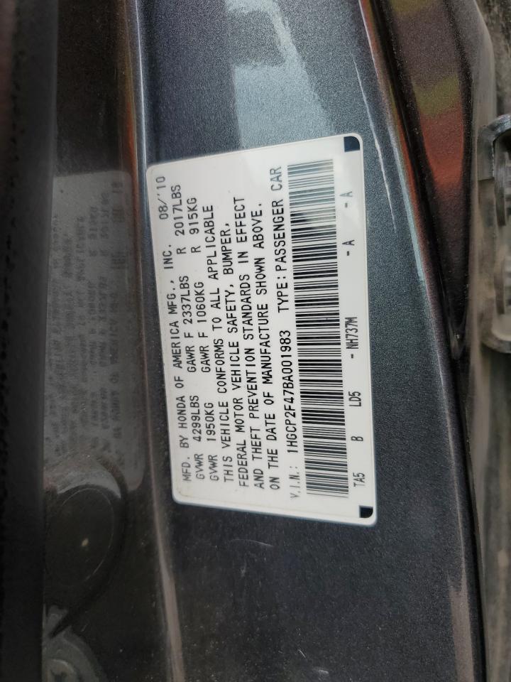 1HGCP2F47BA001983 2011 Honda Accord Lxp