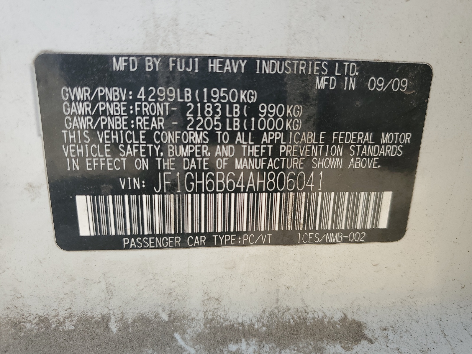 JF1GH6B64AH806041 2010 Subaru Impreza 2.5I Premium