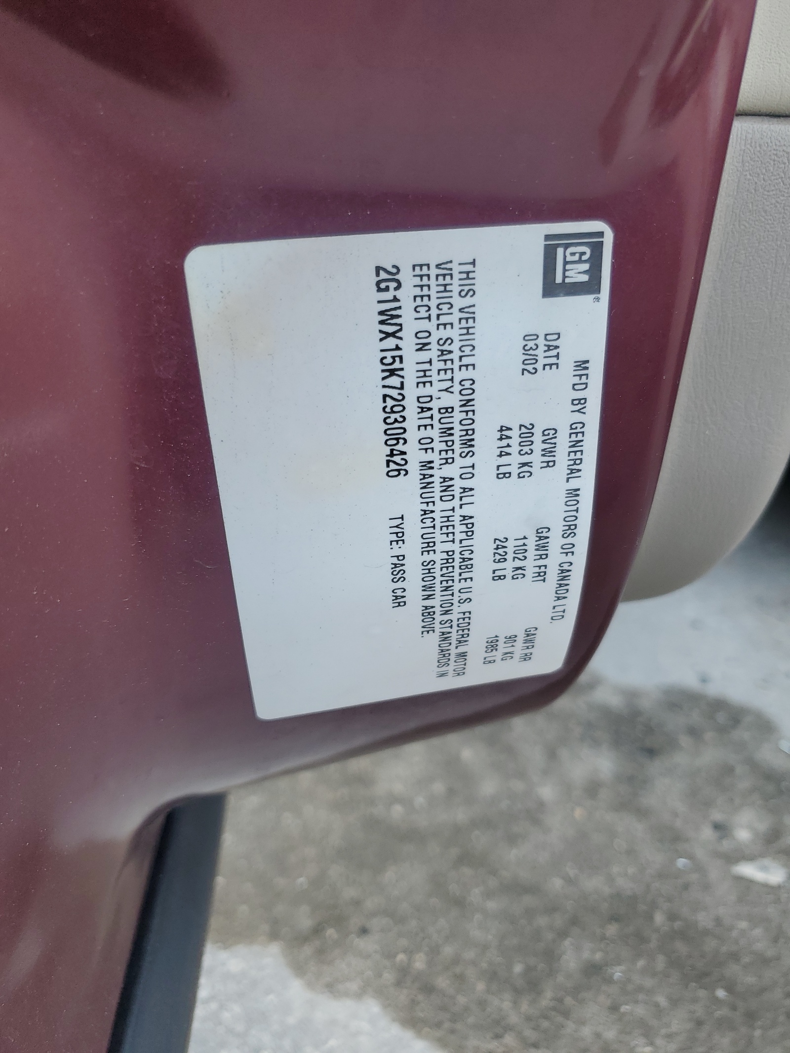 2G1WX15K729306426 2002 Chevrolet Monte Carlo Ss