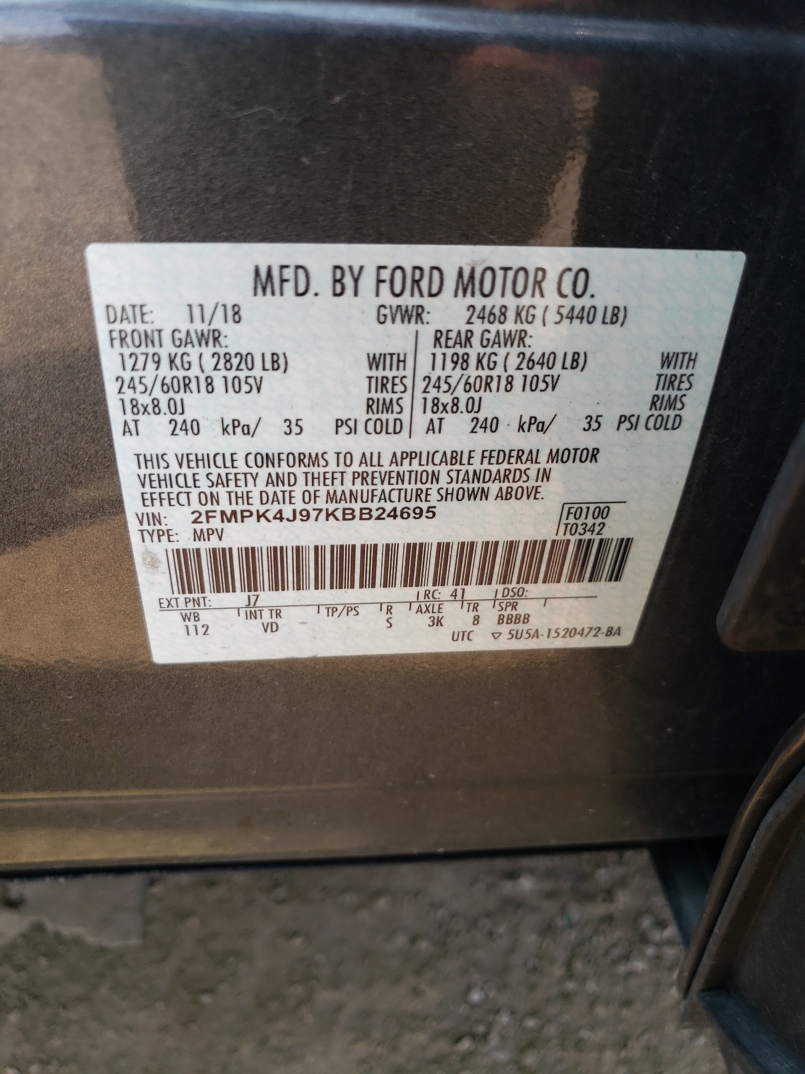 2FMPK4J97KBB24695 2019 Ford Edge Sel