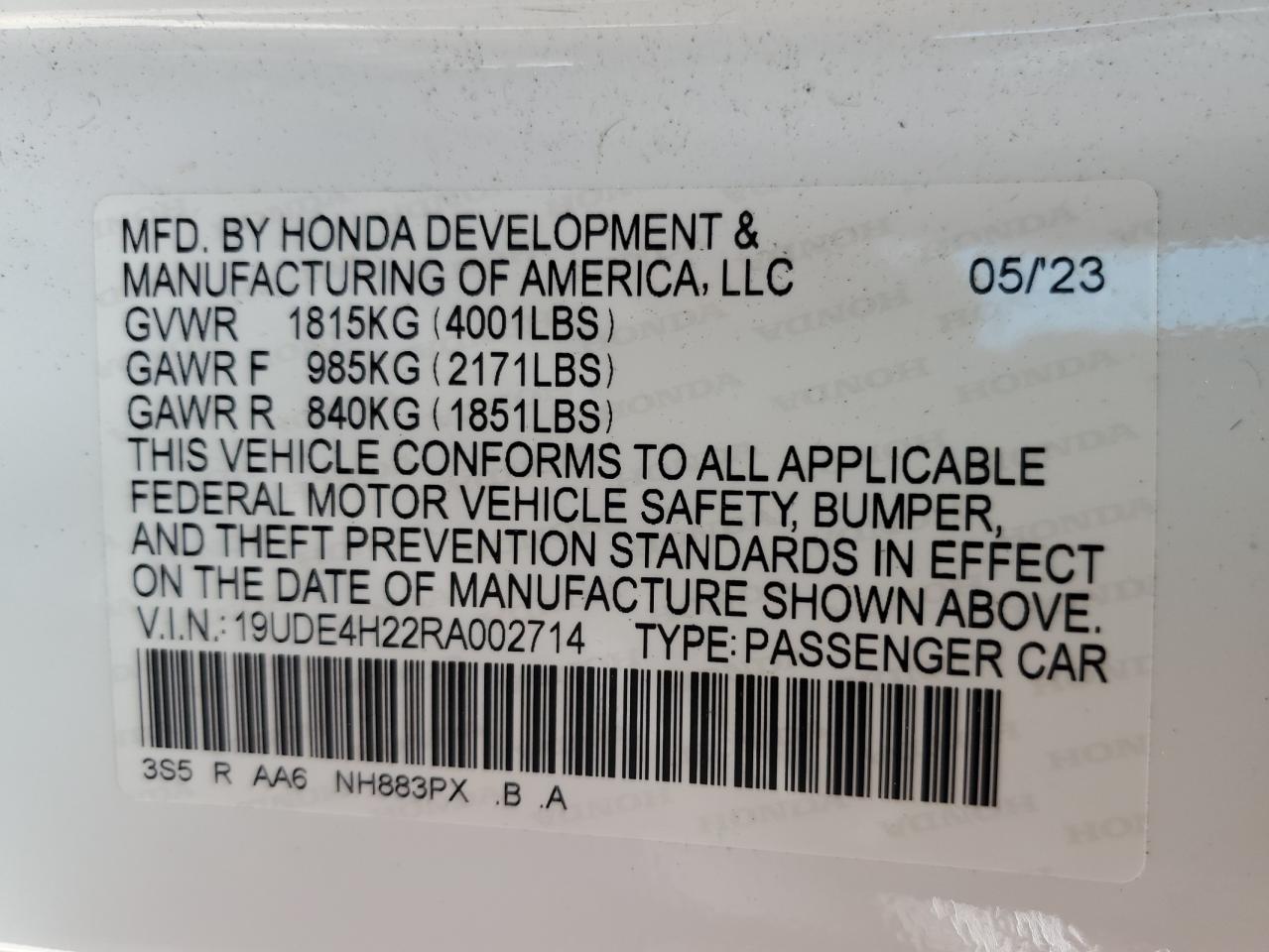 2024 Acura Integra VIN: 19UDE4H22RA002714 Lot: 62226844