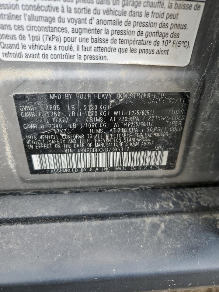 2011 Subaru Outback 3.6R Limited VIN: 4S4BREKC7B2395817 Lot: 64574574