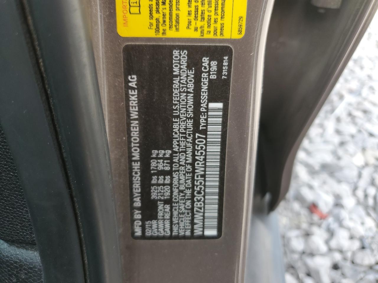 2015 Mini Cooper Countryman VIN: WMWZB3C55FWR45507 Lot: 63196384