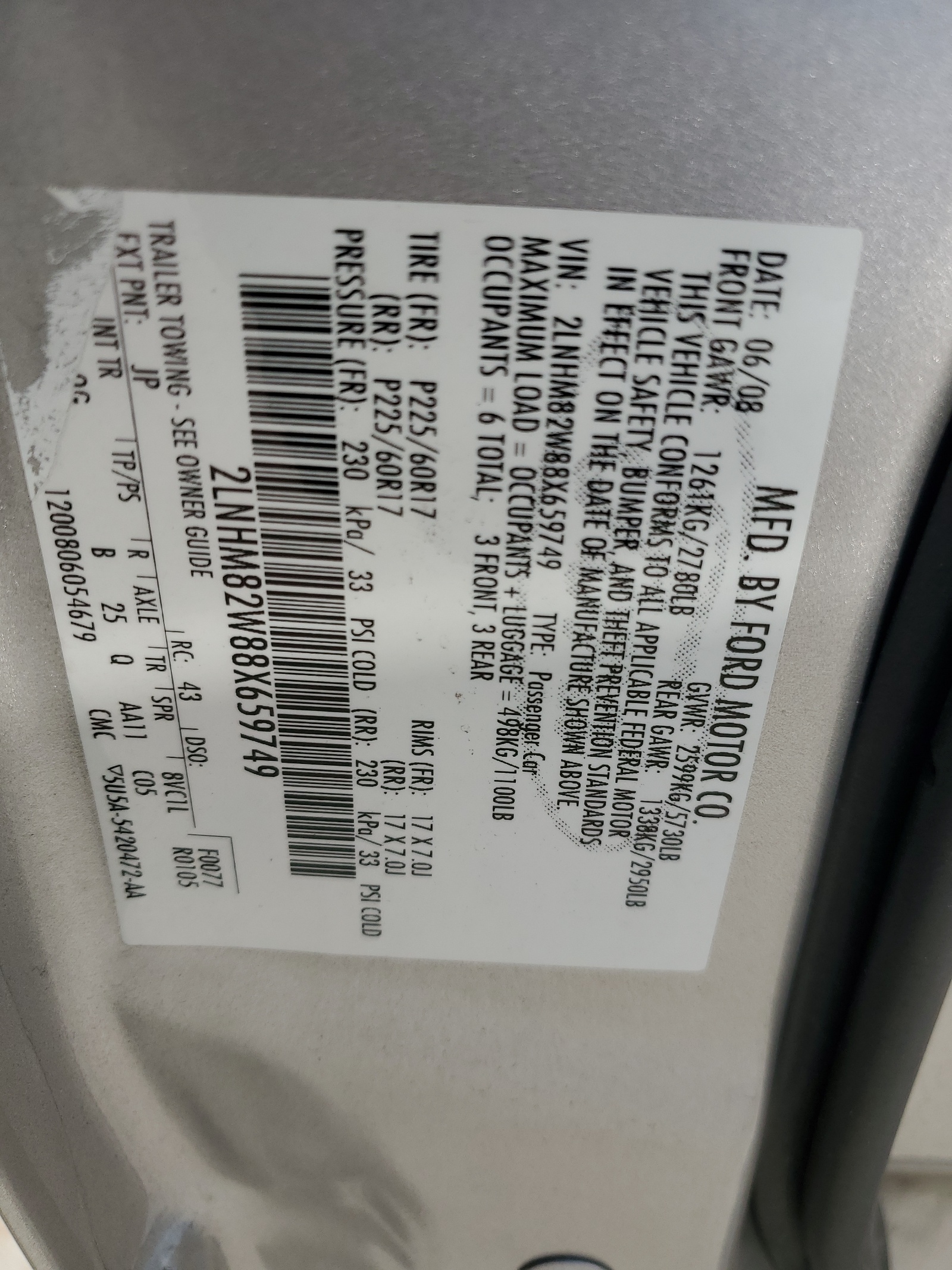 2LNHM82W88X659749 2008 Lincoln Town Car Signature Limited