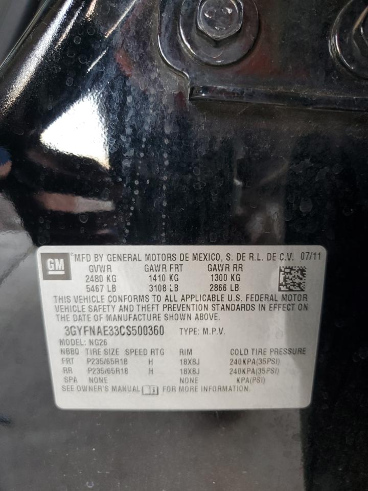 2012 Cadillac Srx Luxury Collection VIN: 3GYFNAE33CS500360 Lot: 64694874