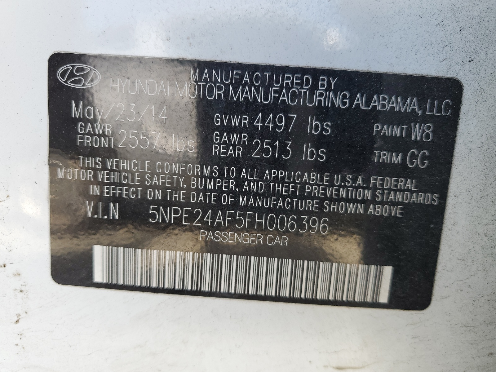 5NPE24AF5FH006396 2015 Hyundai Sonata Se