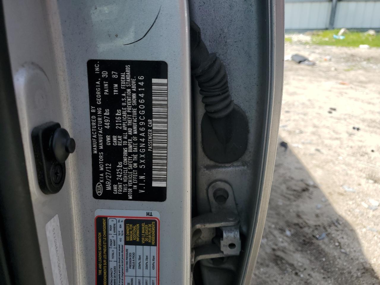 2012 Kia Optima Ex VIN: 5XXGN4A69CG064146 Lot: 65125874