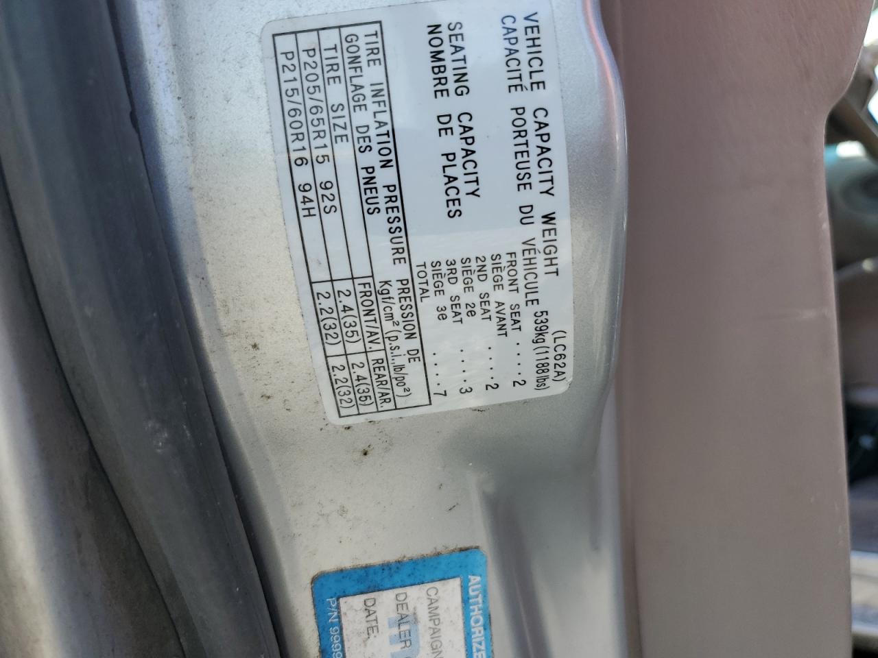 2000 Mazda Mpv Wagon VIN: JM3LW28G7Y0106148 Lot: 63909984