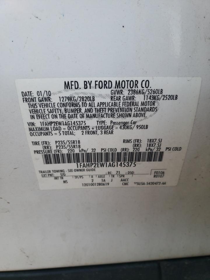 2010 Ford Taurus Sel VIN: 1FAHP2EW1AG145375 Lot: 63305554