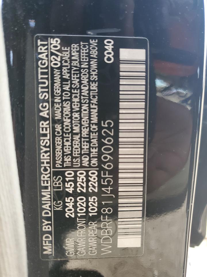 2005 Mercedes-Benz C 240 4Matic VIN: WDBRF81J45F690625 Lot: 64139134