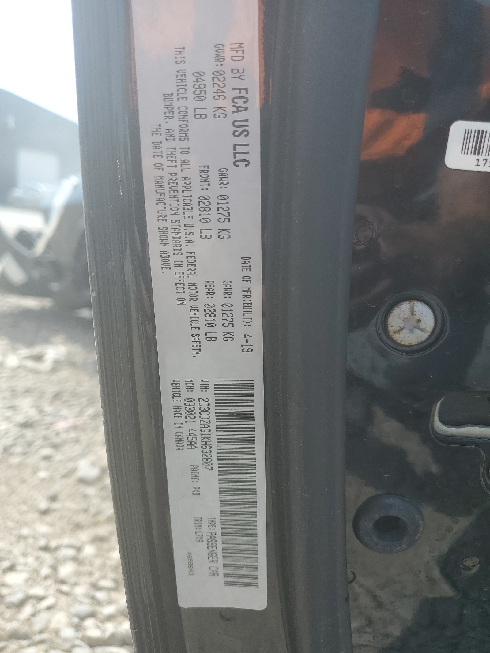 2C3CDZAG1KH632607 2019 Dodge Challenger Sxt