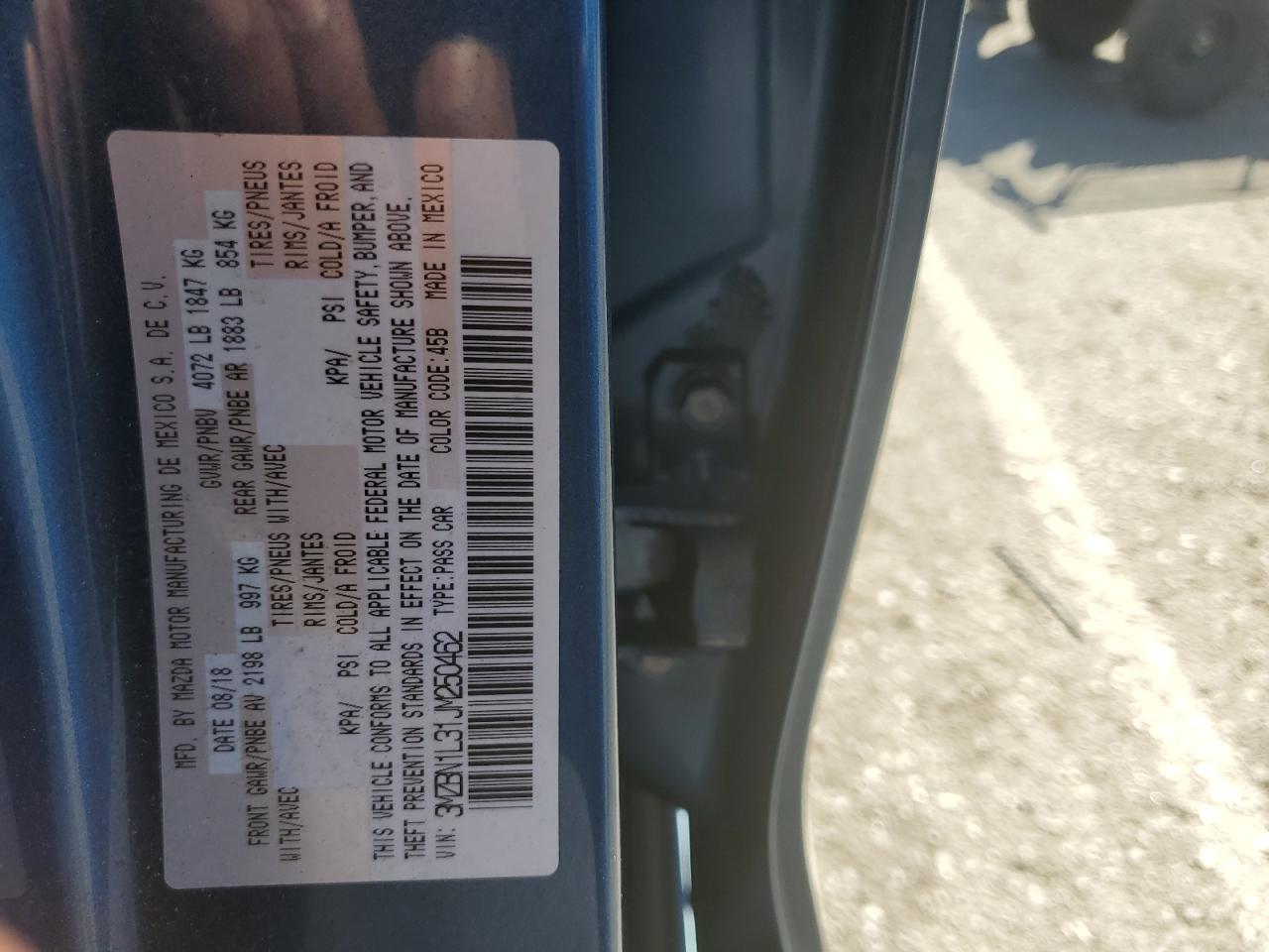 2018 Mazda 3 Touring VIN: 3MZBN1L31JM250462 Lot: 63466884