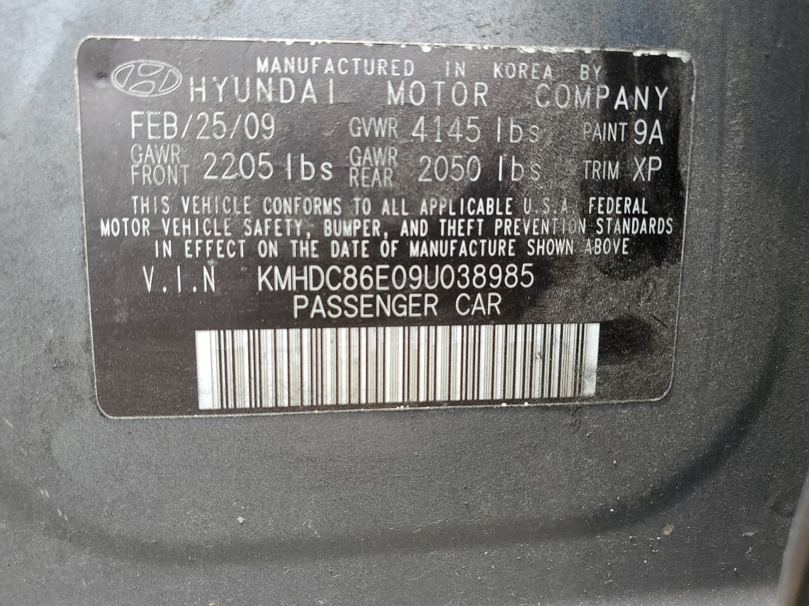 KMHDC86E09U038985 2009 Hyundai Elantra Touring