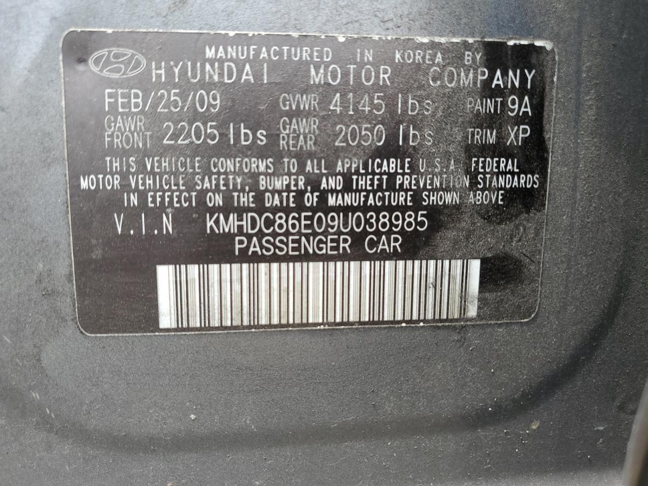 2009 Hyundai Elantra Touring VIN: KMHDC86E09U038985 Lot: 64592294