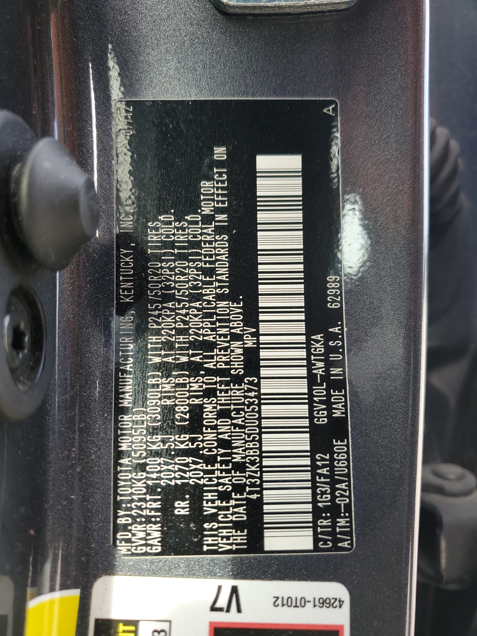 4T3ZK3BB5DU053473 2013 Toyota Venza Le