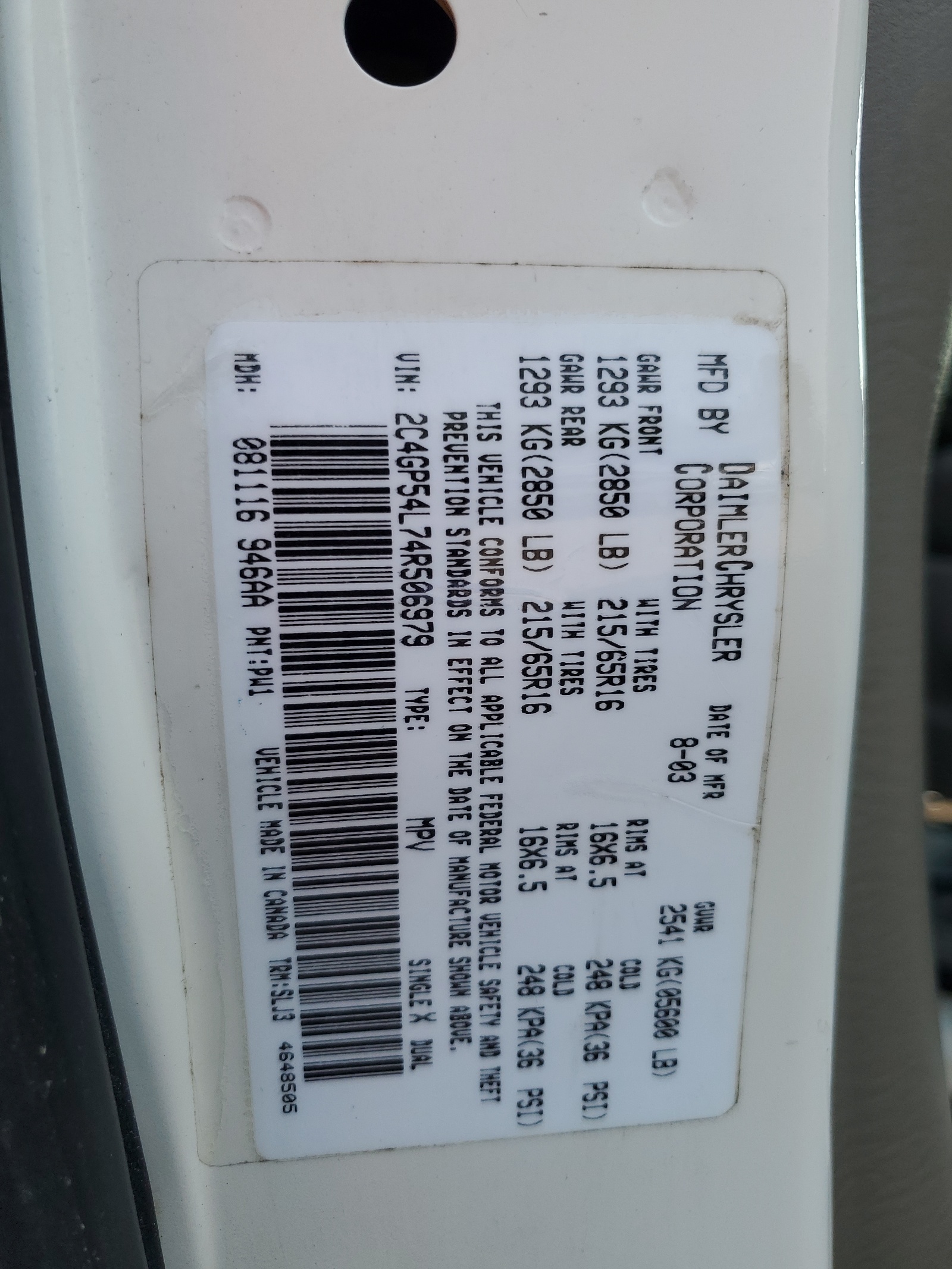 2C4GP54L74R506979 2004 Chrysler Town & Country Touring