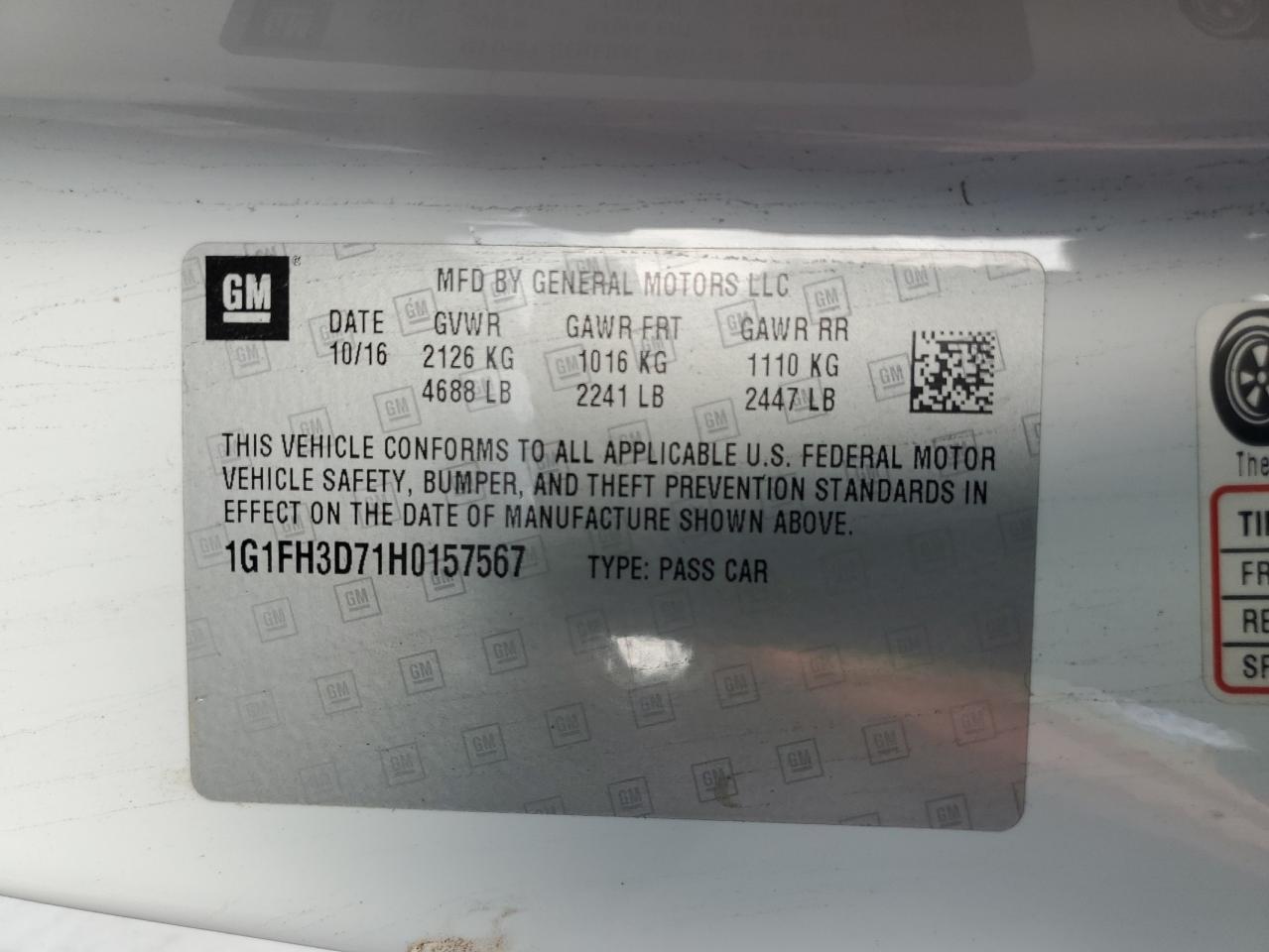 2017 Chevrolet Camaro Ss VIN: 1G1FH3D71H0157567 Lot: 63223574