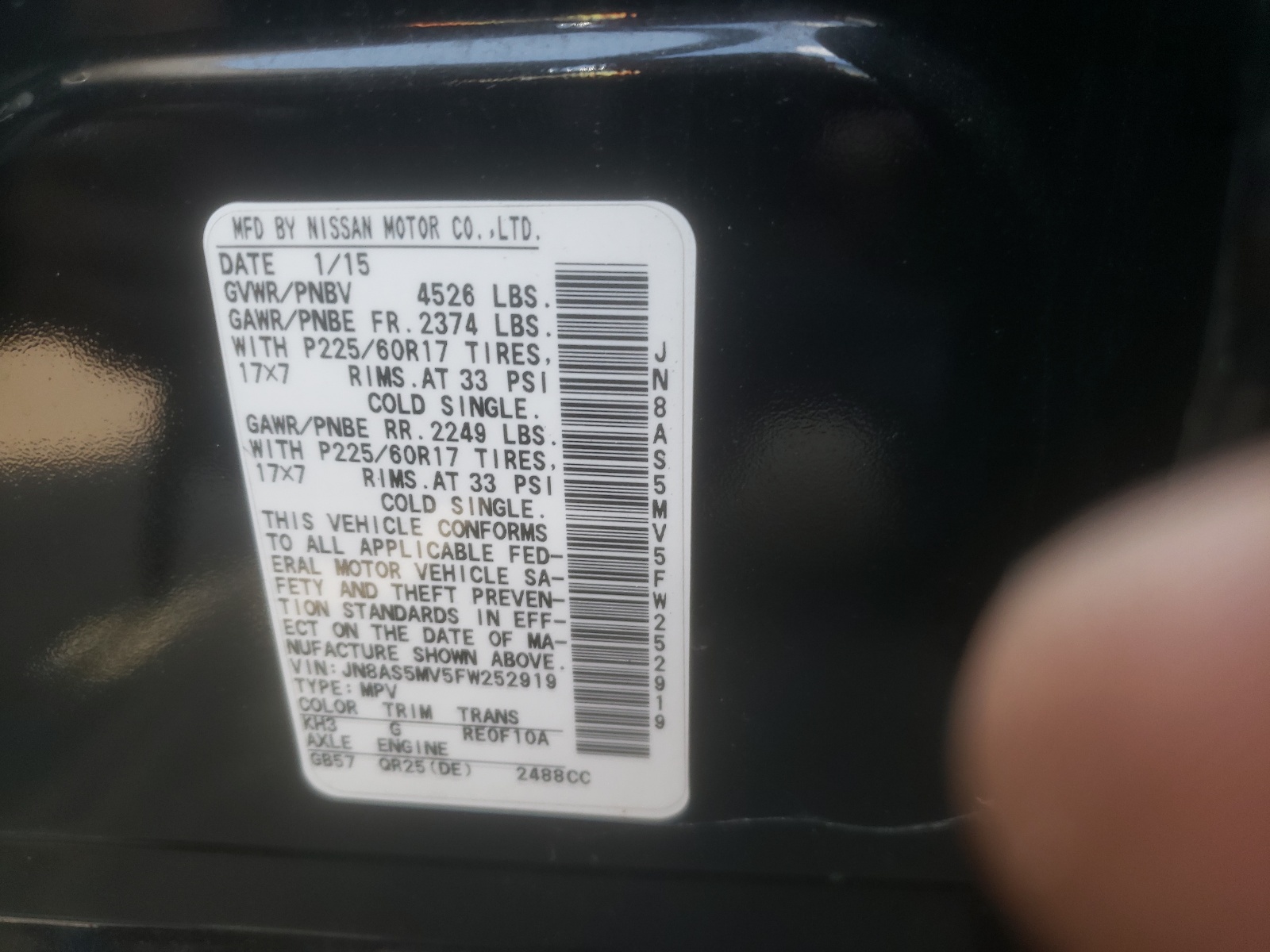 JN8AS5MV5FW252919 2015 Nissan Rogue Select S