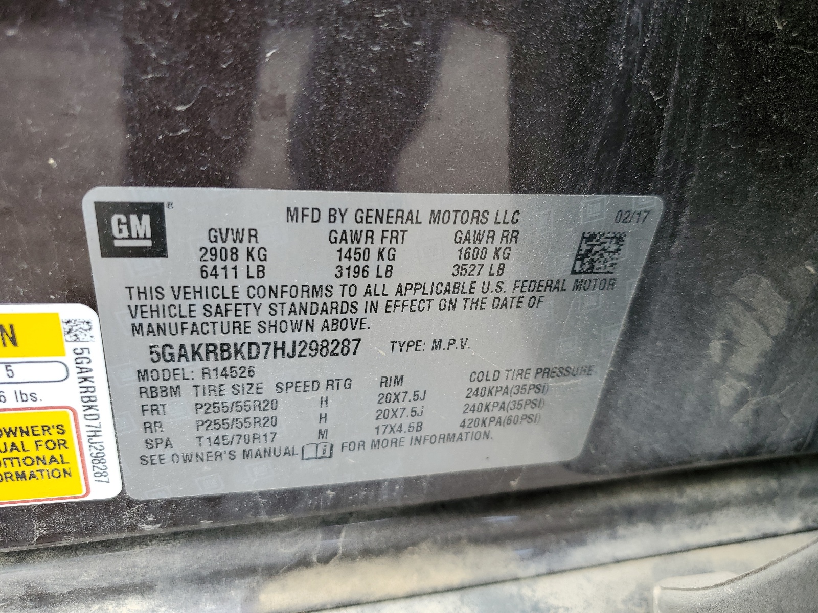 5GAKRBKD7HJ298287 2017 Buick Enclave