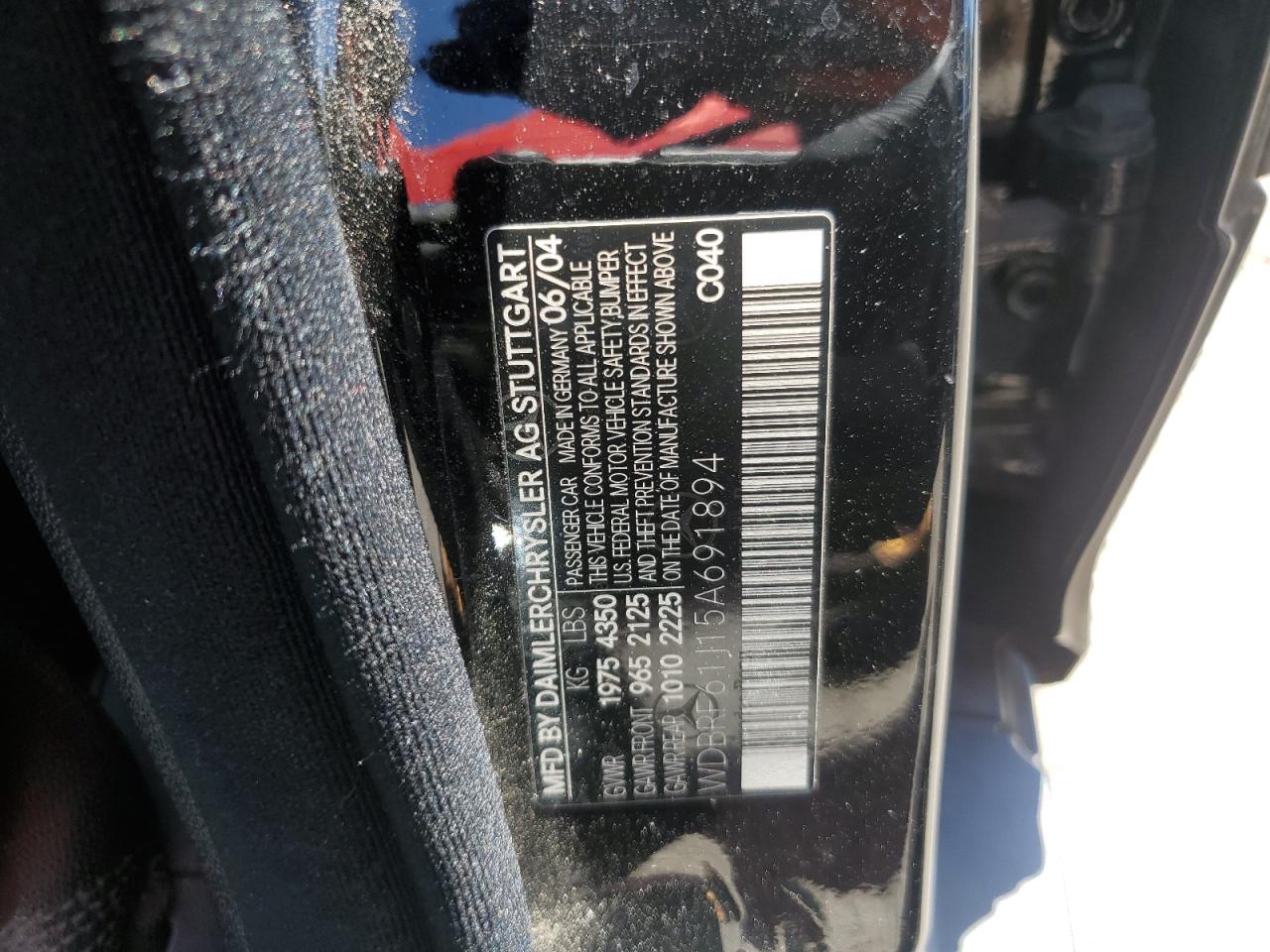 2005 Mercedes-Benz C 240 VIN: WDBRF61J15A691894 Lot: 64028424