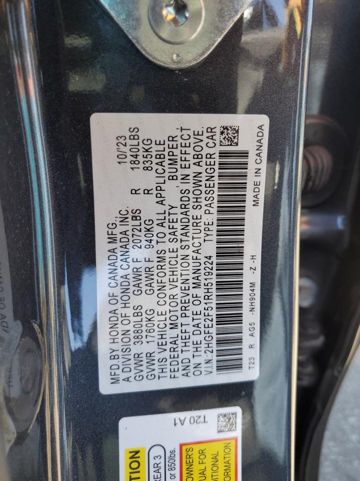 2HGFE2F51RH519224 2024 Honda Civic Sport