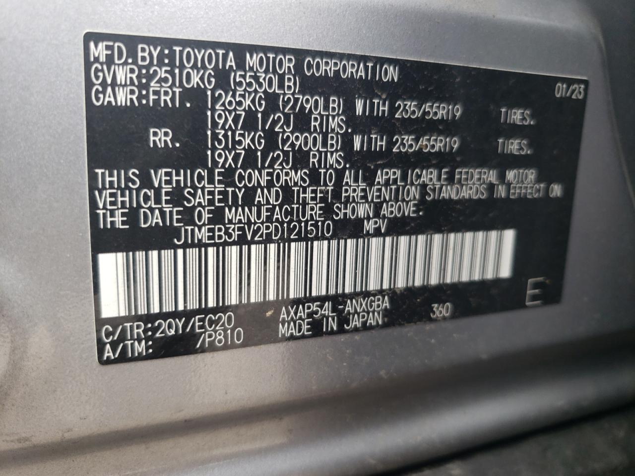 2023 Toyota Rav4 Prime Xse VIN: JTMEB3FV2PD121510 Lot: 64068554