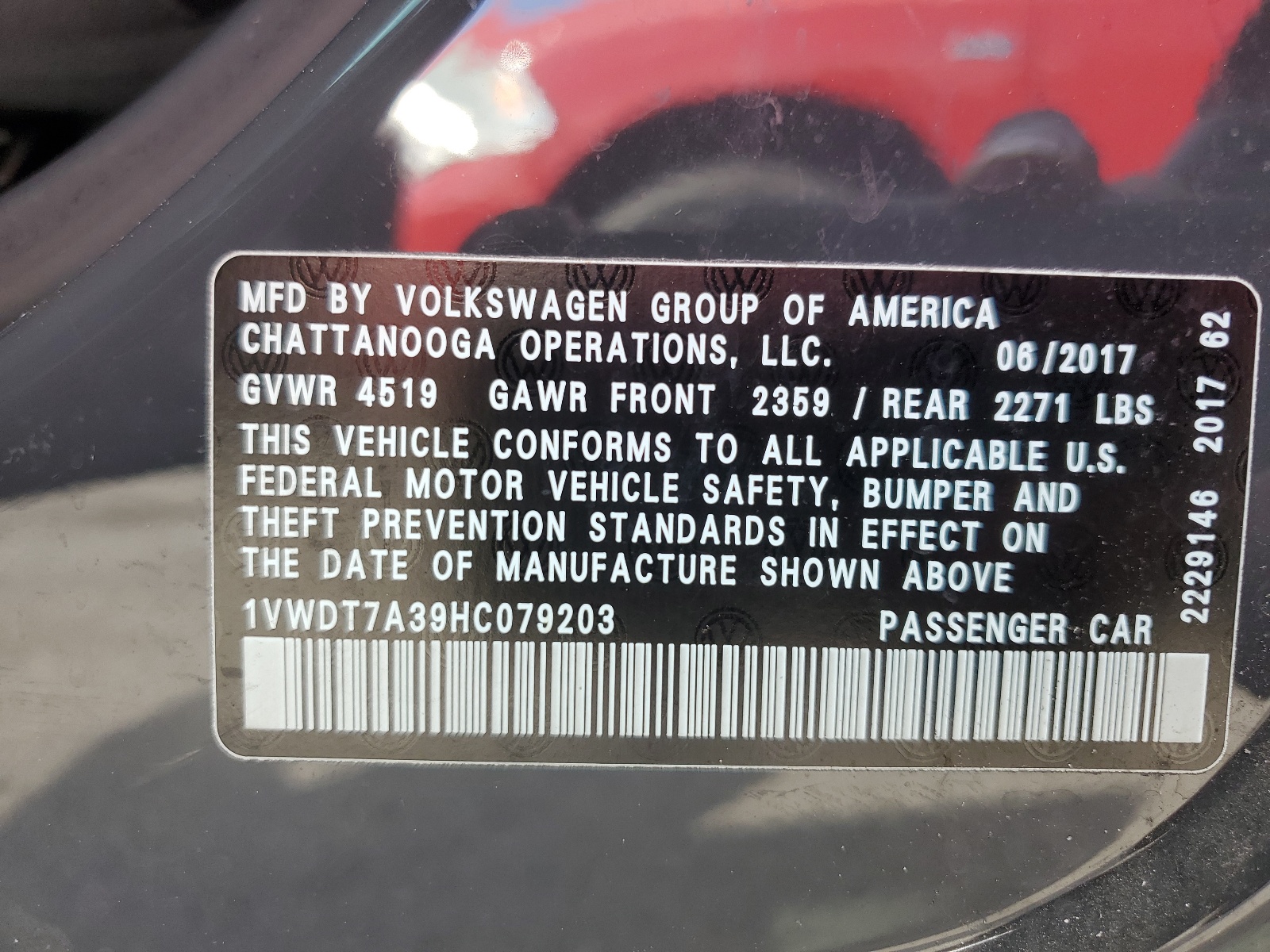 1VWDT7A39HC079203 2017 Volkswagen Passat R-Line