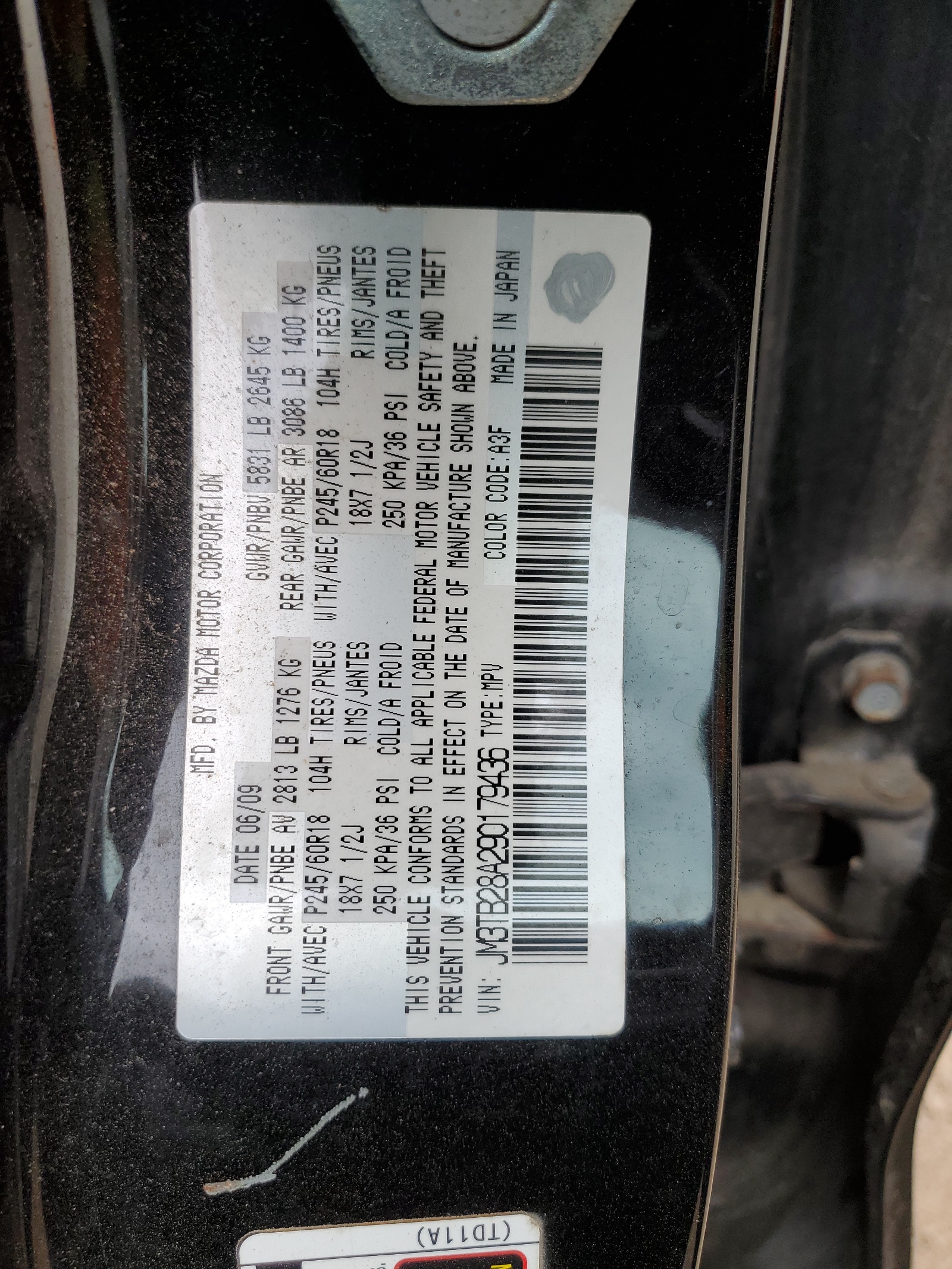 JM3TB28A290179436 2009 Mazda Cx-9