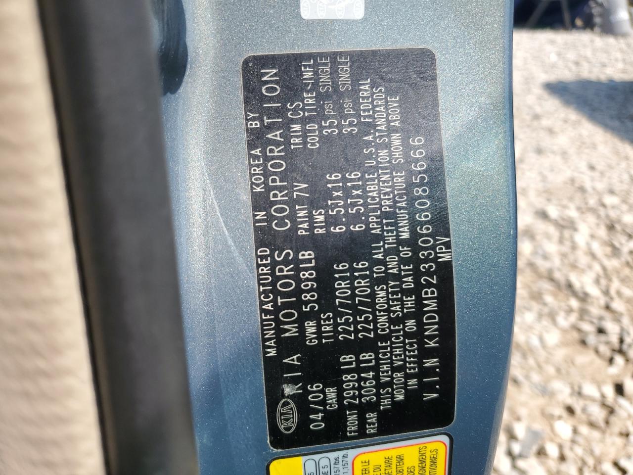 2006 Kia Sedona Ex VIN: KNDMB233066085666 Lot: 65033414