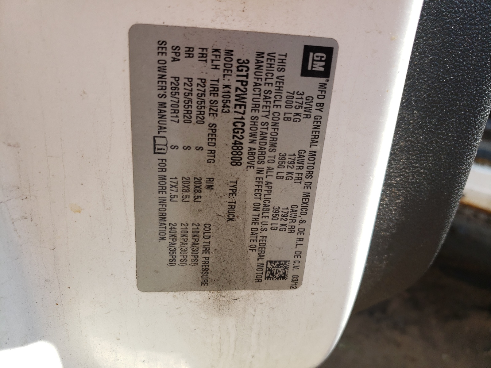 3GTP2WE71CG248808 2012 GMC Sierra K1500 Slt