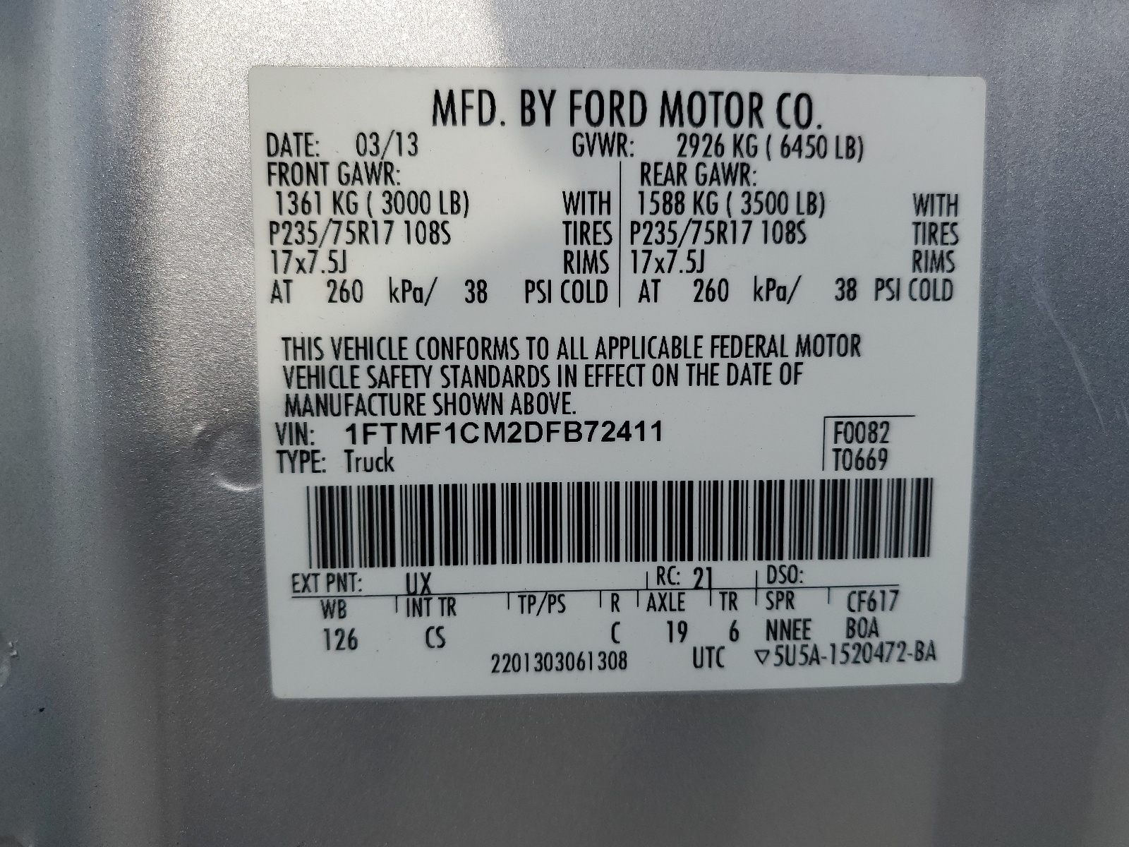 1FTMF1CM2DFB72411 2013 Ford F150