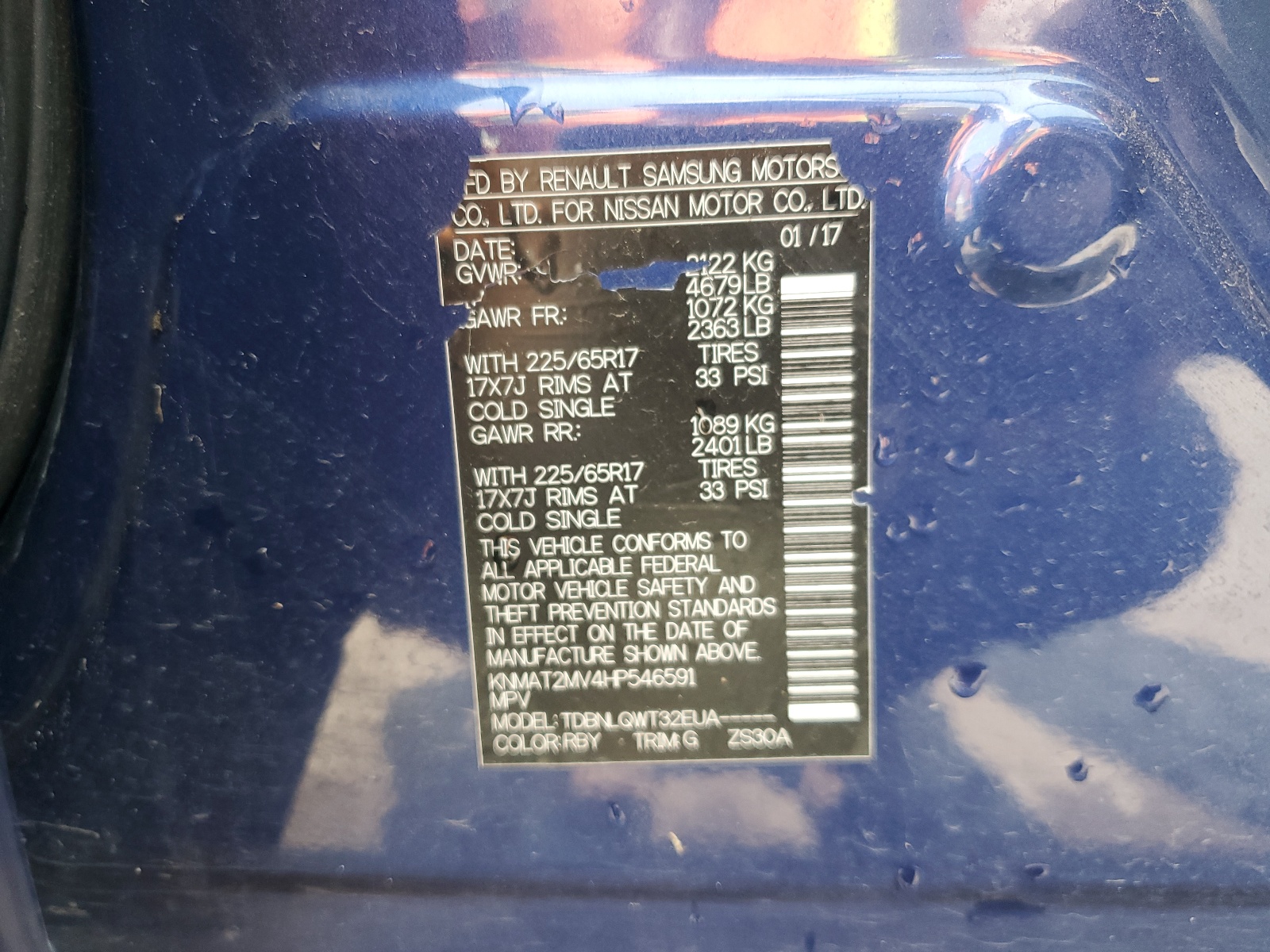 KNMAT2MV4HP546591 2017 Nissan Rogue S