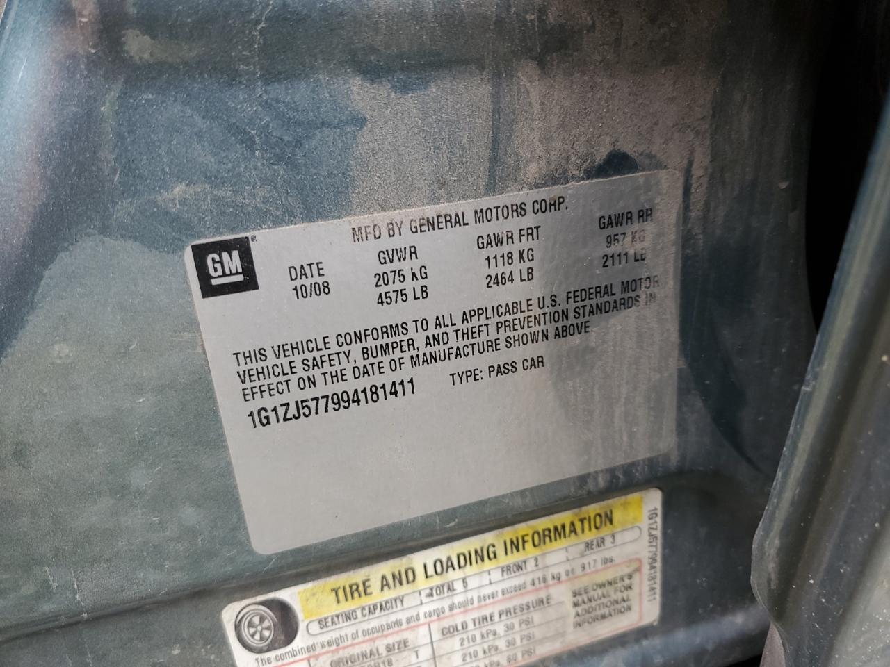 2009 Chevrolet Malibu 2Lt VIN: 1G1ZJ577994181411 Lot: 64041274