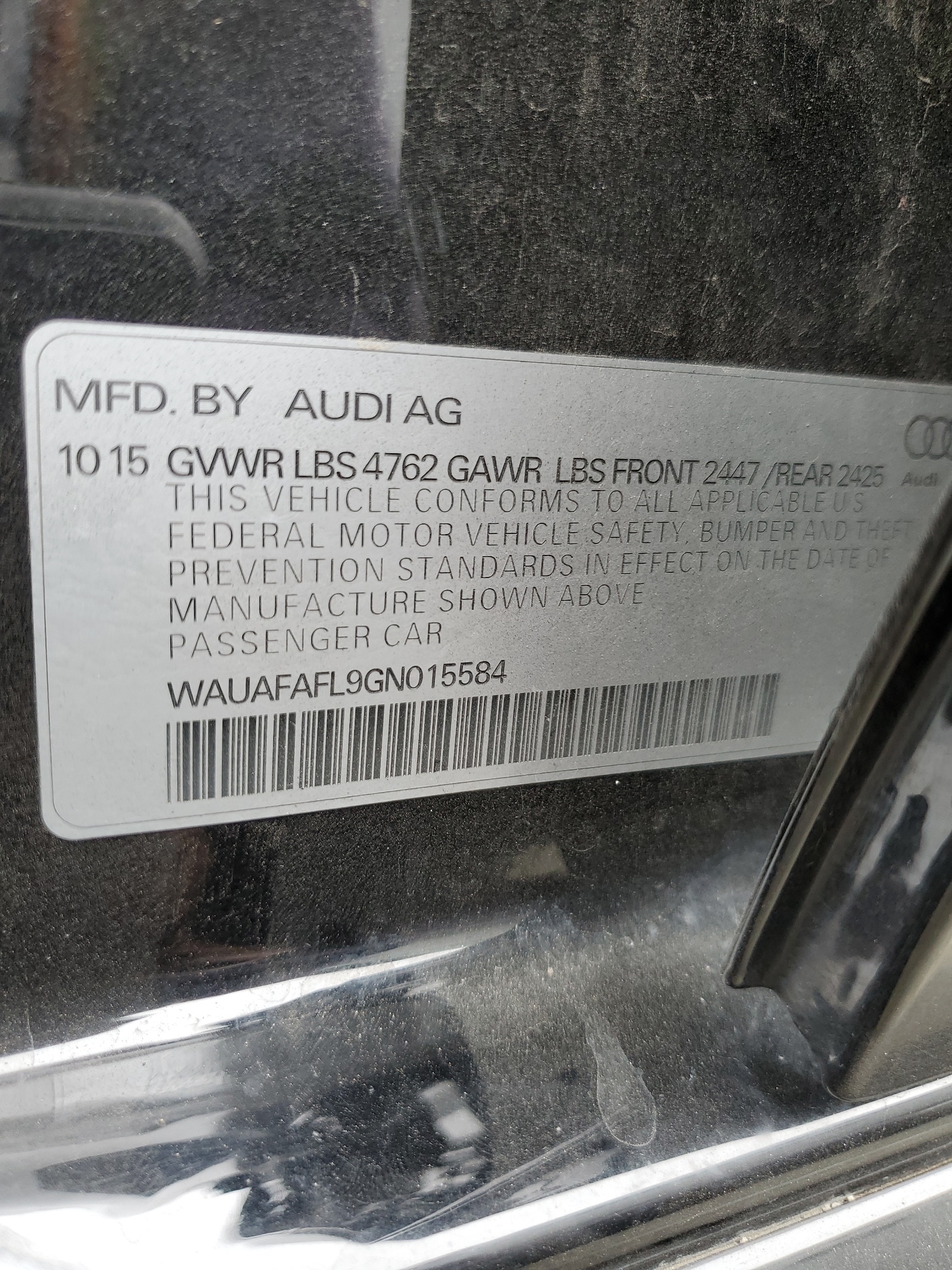 WAUAFAFL9GN015584 2016 Audi A4 Premium S-Line