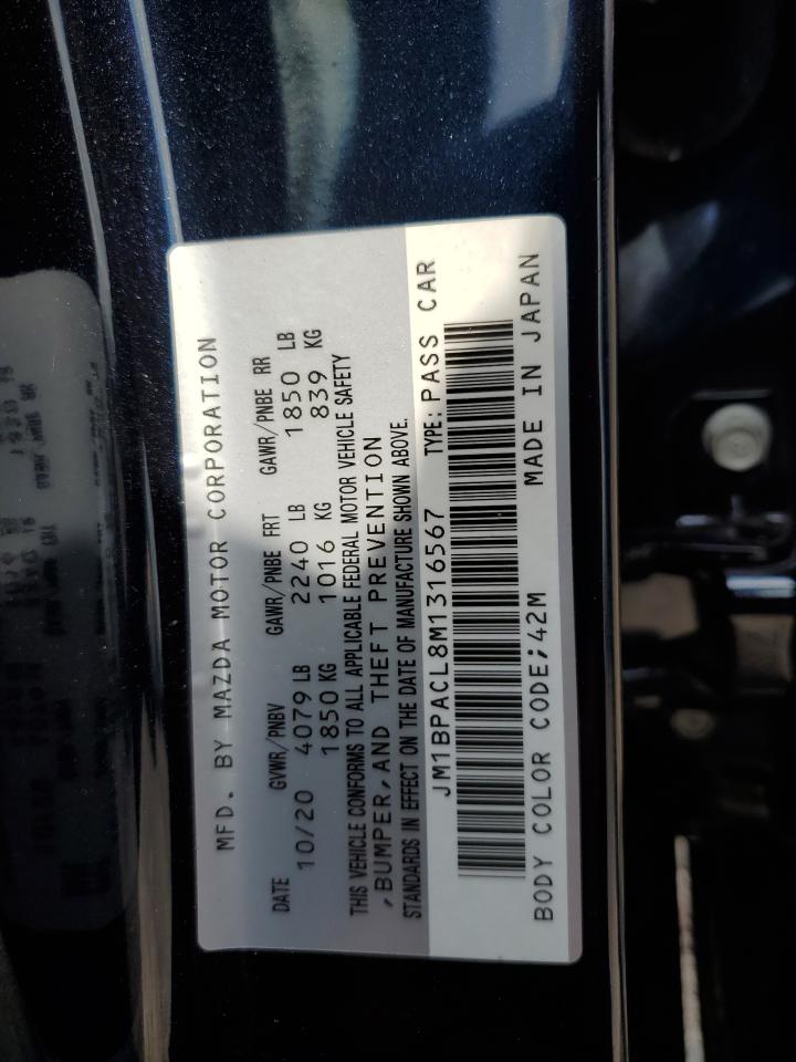 2021 Mazda 3 Preferred VIN: JM1BPACL8M1316567 Lot: 61564934