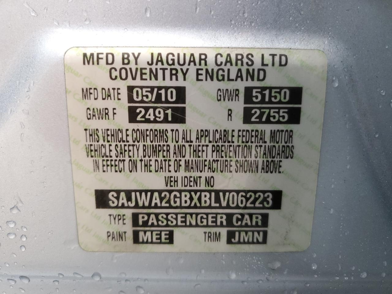 SAJWA2GBXBLV06223 2011 Jaguar Xjl