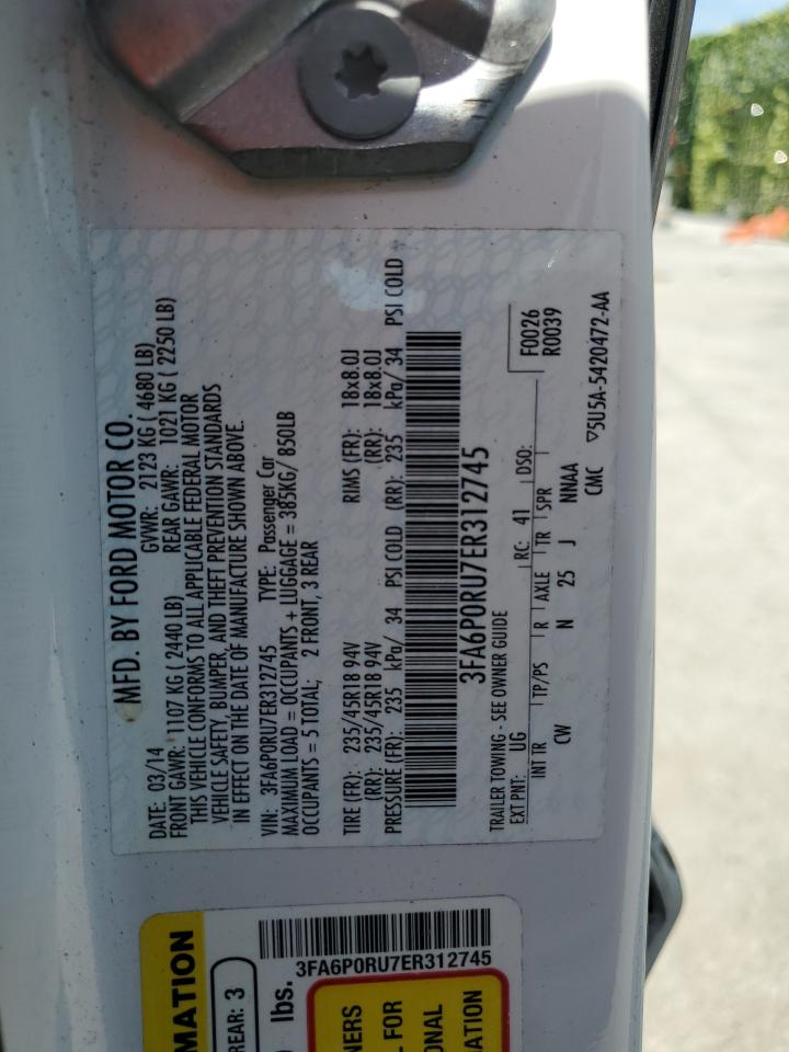 2014 Ford Fusion Titanium Hev VIN: 3FA6P0RU7ER312745 Lot: 64025174