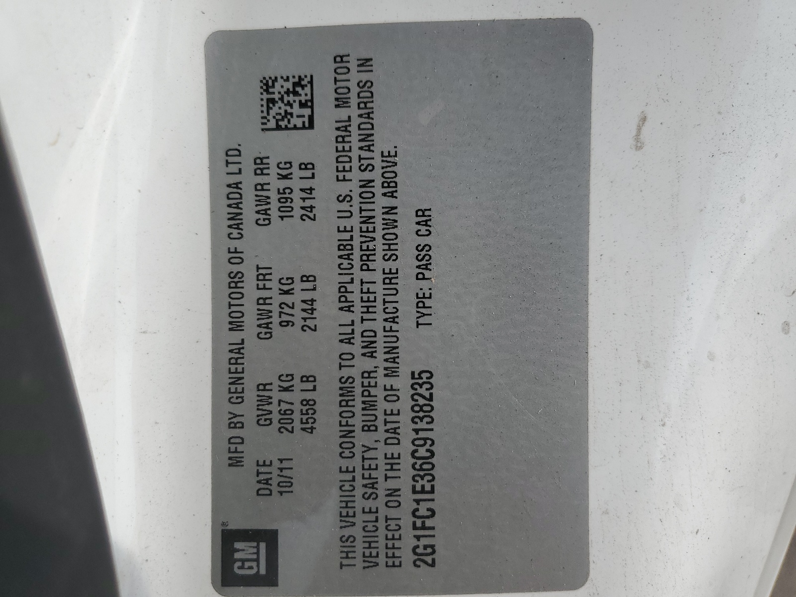 2G1FC1E36C9138235 2012 Chevrolet Camaro Lt