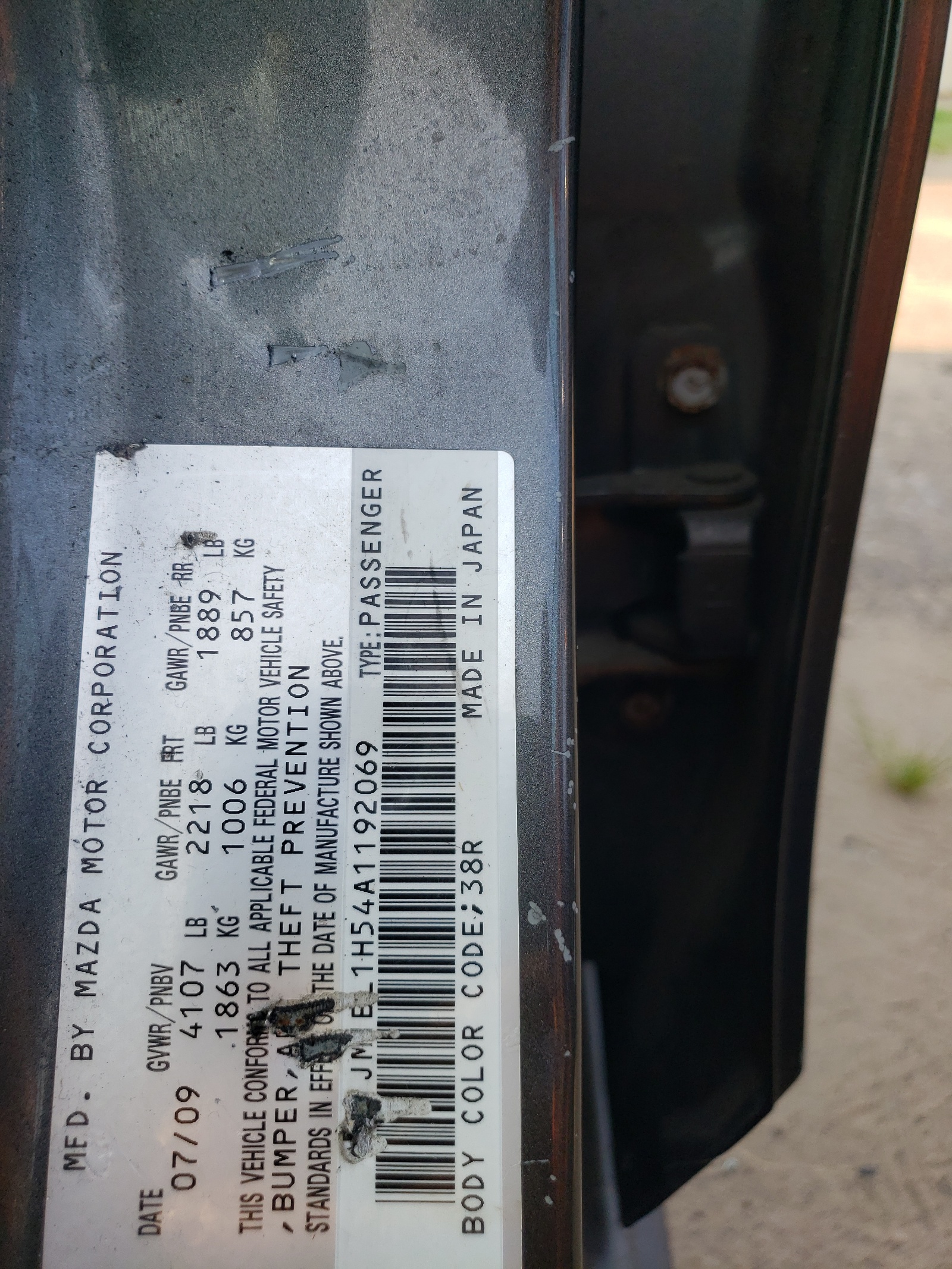 JM1BL1H54A1192069 2010 Mazda 3 S