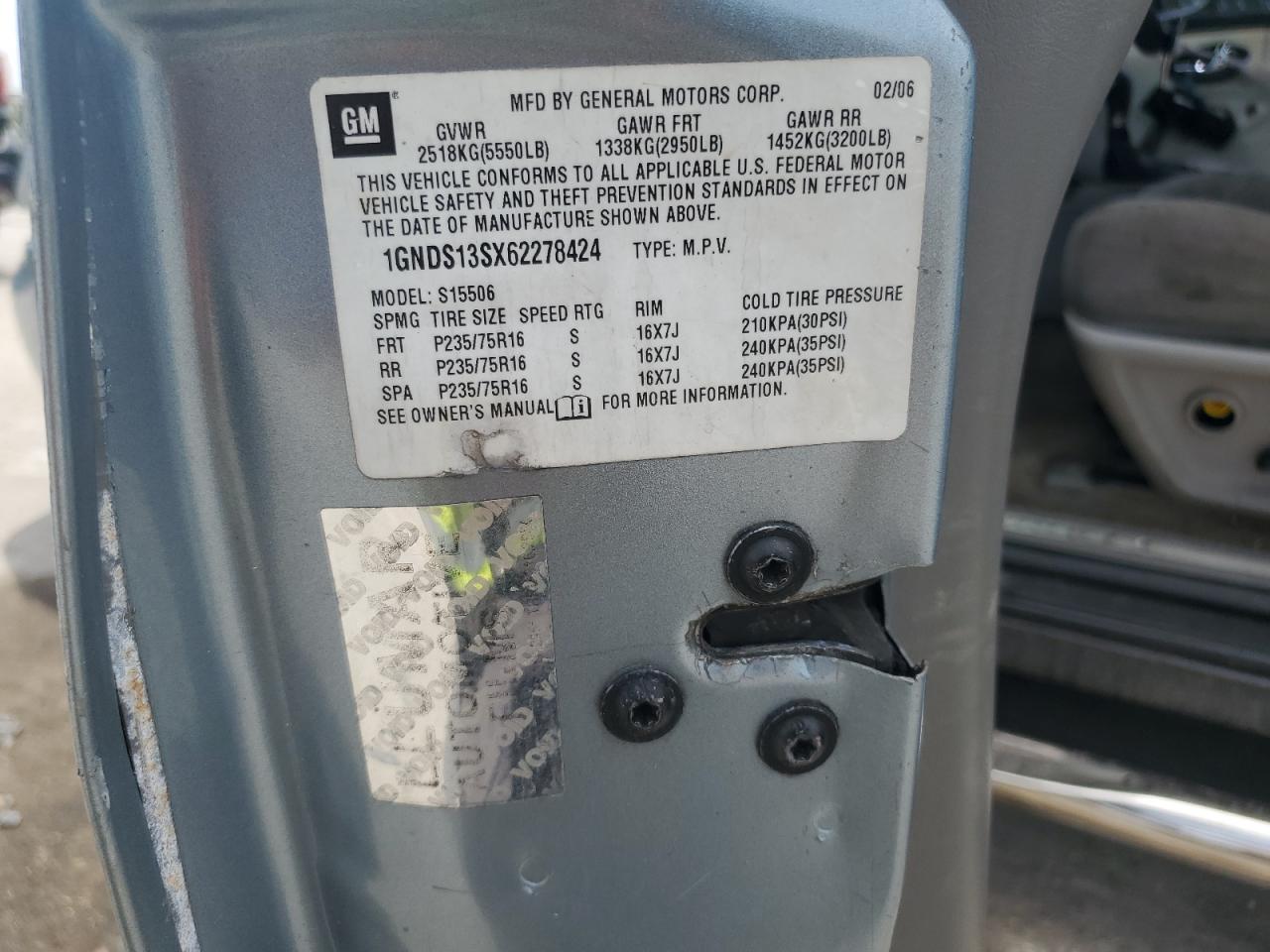 2006 Chevrolet Trailblazer Ls VIN: 1GNDS13SX62278424 Lot: 65595884