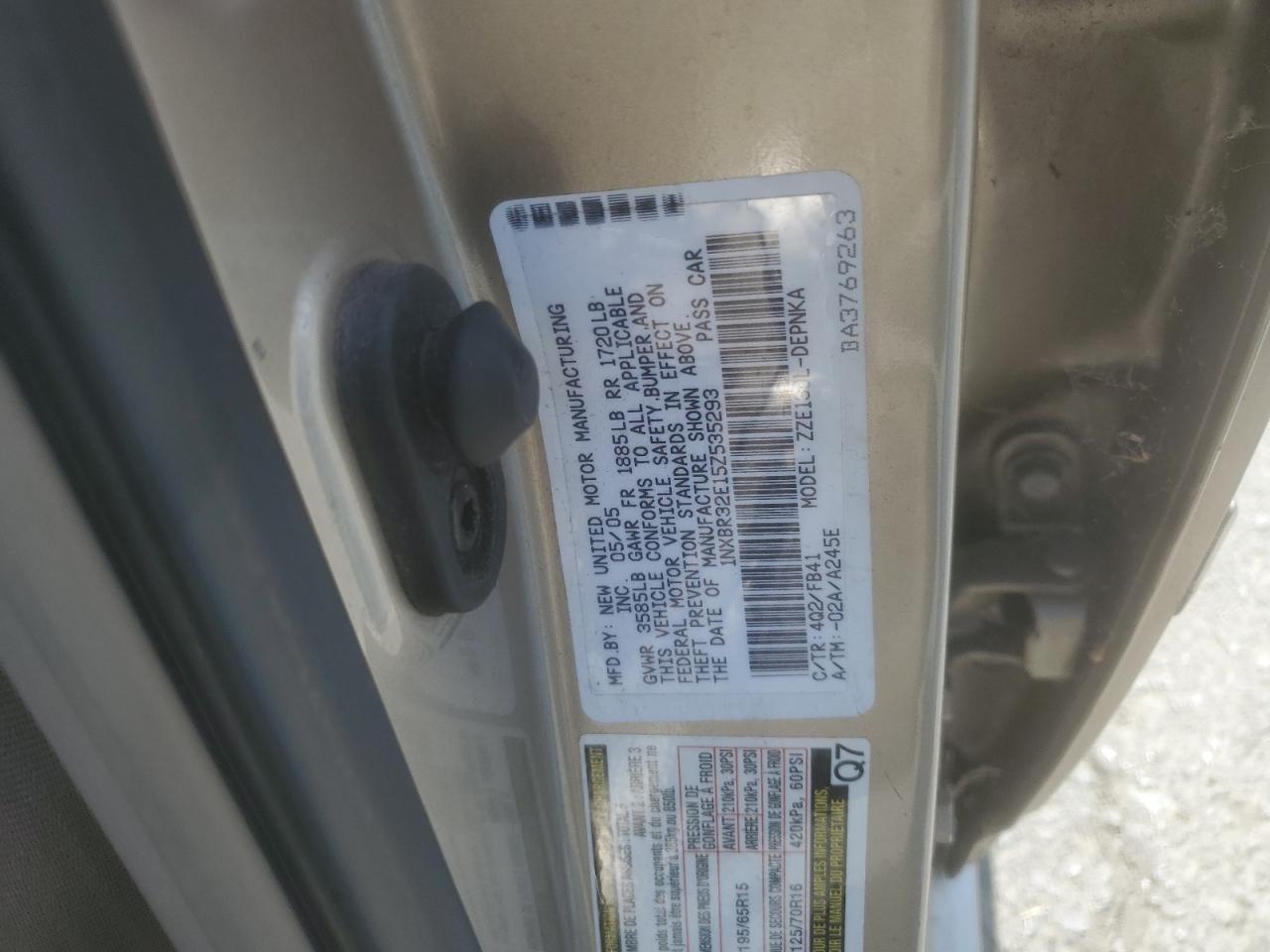 2005 Toyota Corolla Ce VIN: 1NXBR32E15Z535293 Lot: 63648644